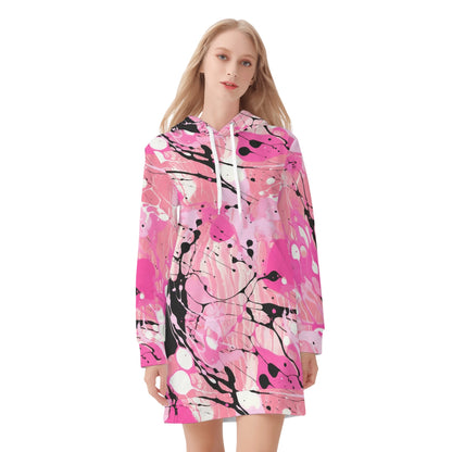 Pink Splash Velvet Hoodie Dress Hoodiekleid JLR Design