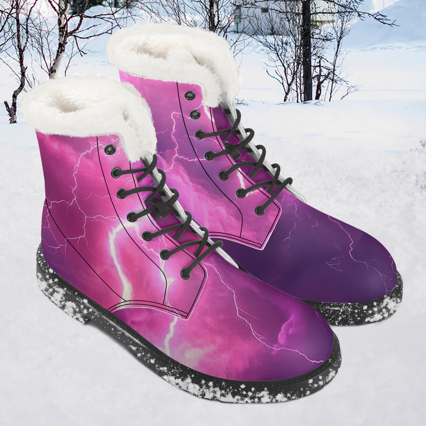 Pink Thunder Faux Fur Leder Boots Boots JLR Design