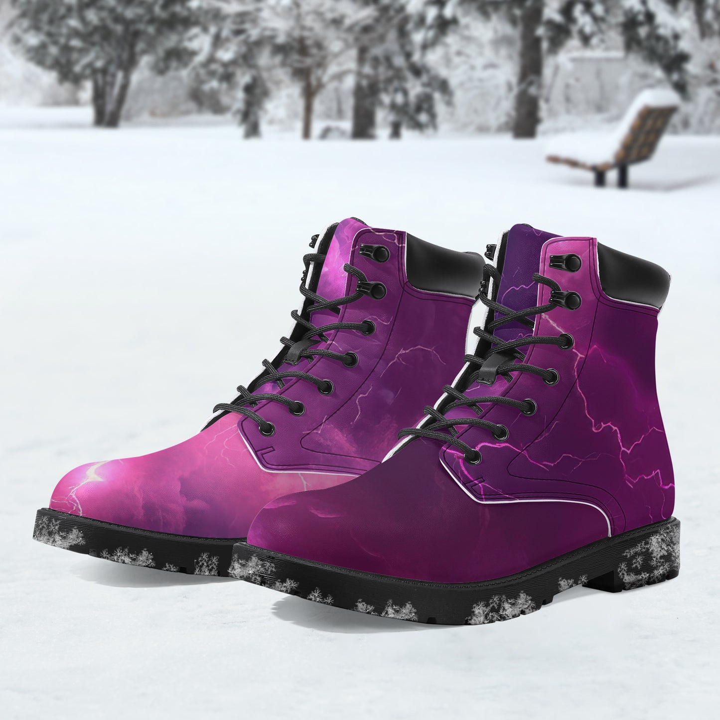 Pink Thunder Leder Boots | Stylische und Warme Winterstiefel Boots JLR Design