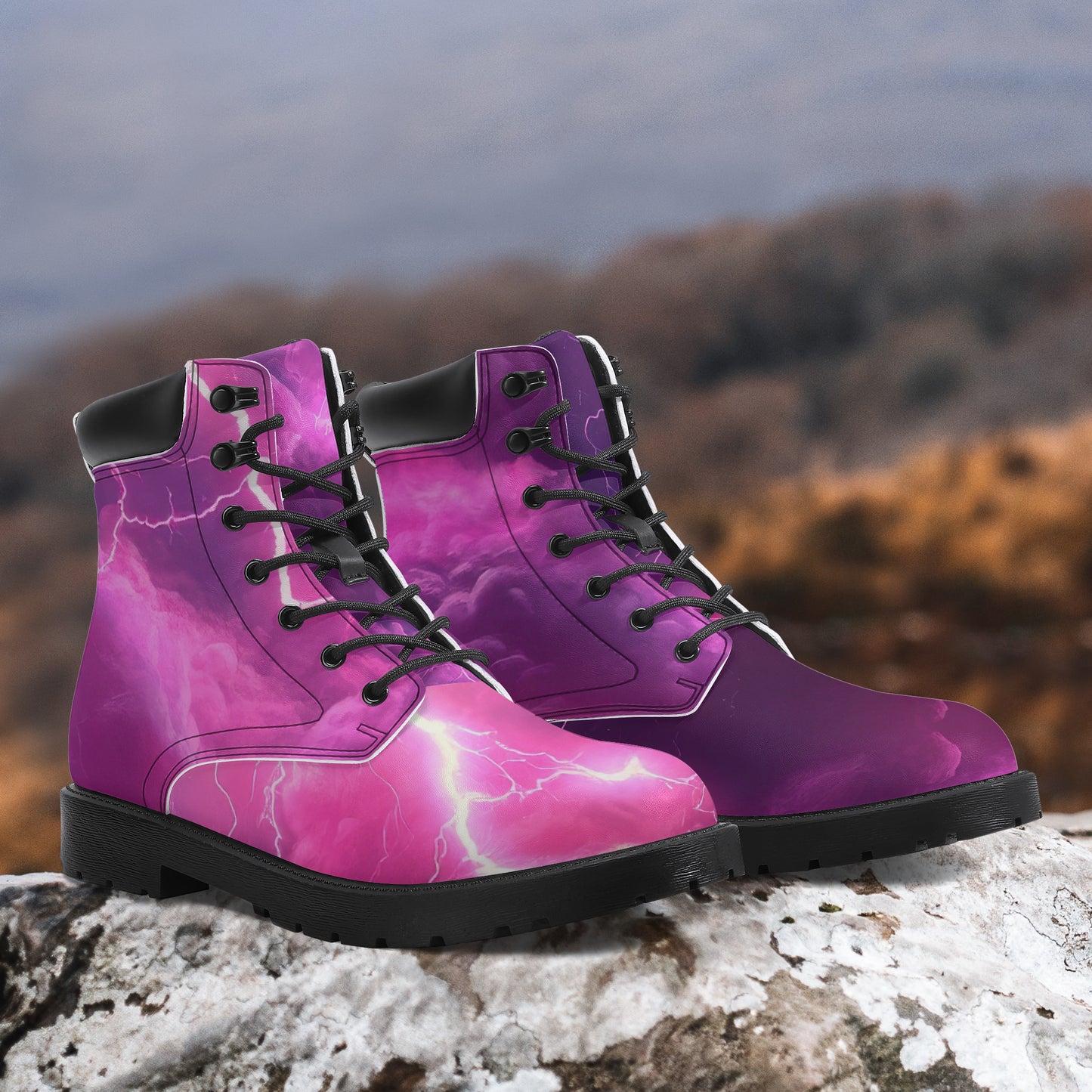 Pink Thunder Leder Boots | Stylische und Warme Winterstiefel Boots JLR Design