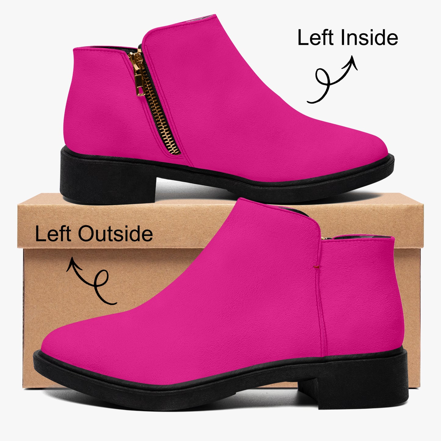 Pinke elegante Reißverschluss-Stiefeletten Stiefel JLR Design