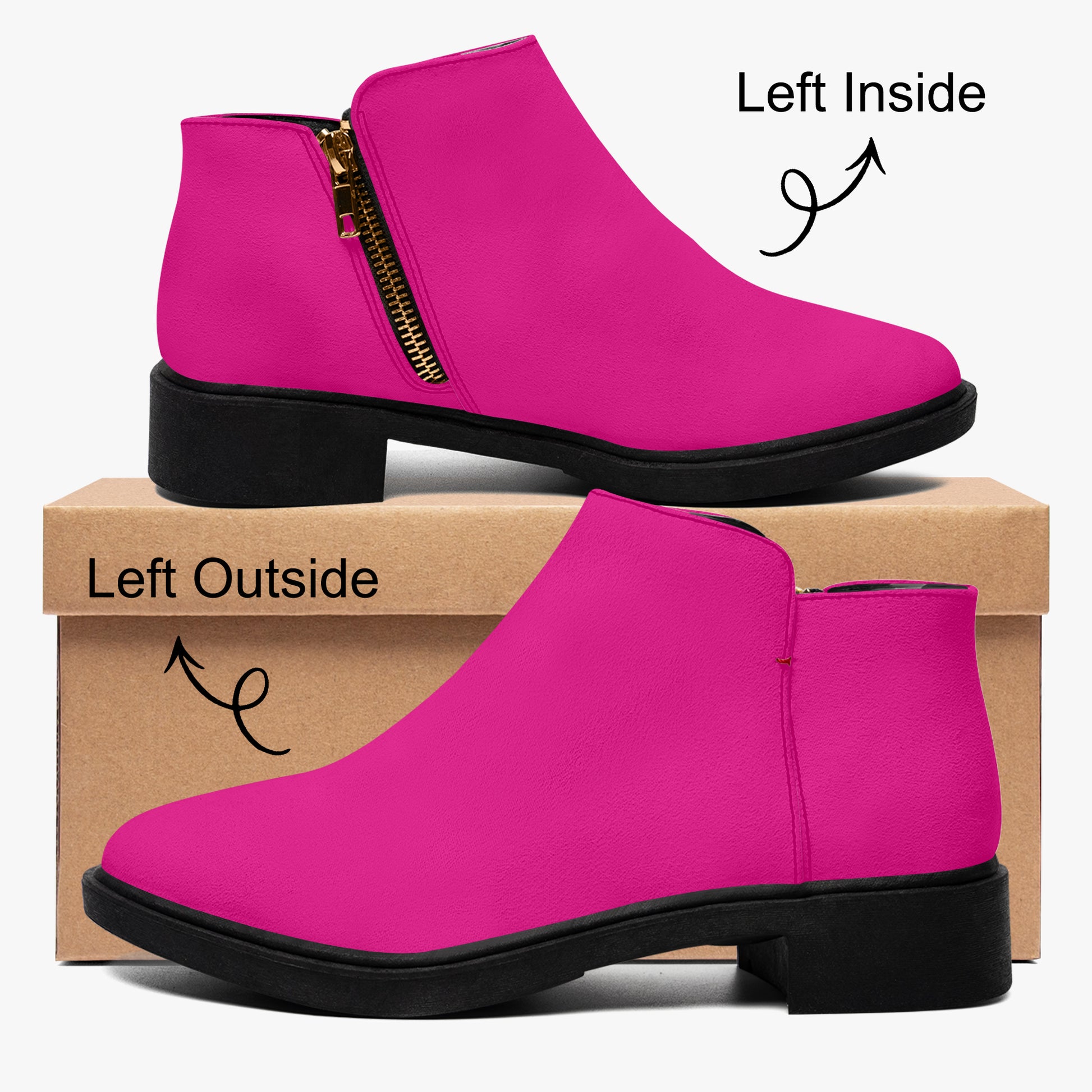 Pinke elegante Reißverschluss-Stiefeletten Stiefel JLR Design