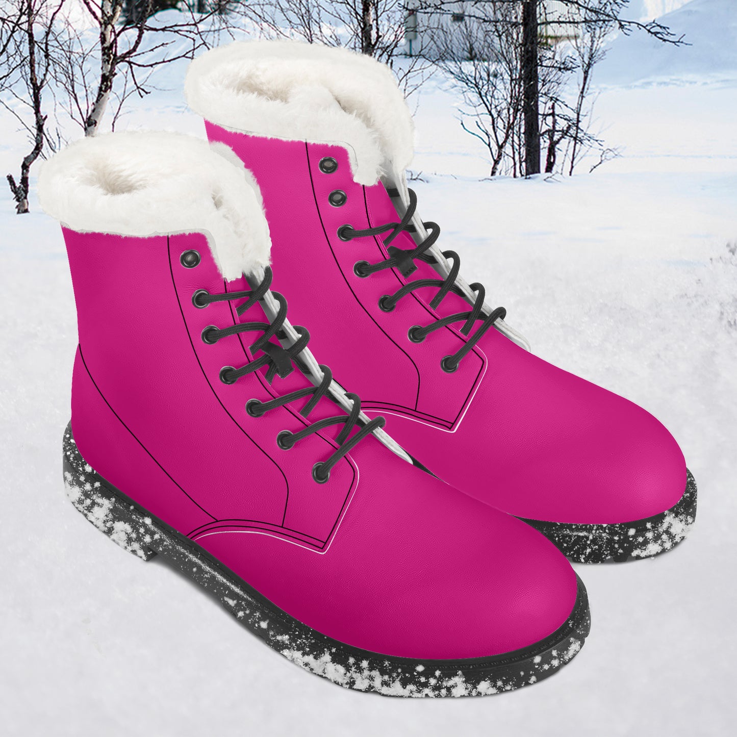Pinke Faux Fur Leder Boots Boots JLR Design