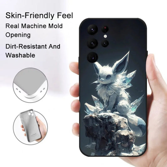 Pokemon Icy Evoli TPU Hülle für Samsung Galaxy S20 S21 S22 S23 S24 S25 5G/Plus/FE/Ultra Handyhülle JLR Design