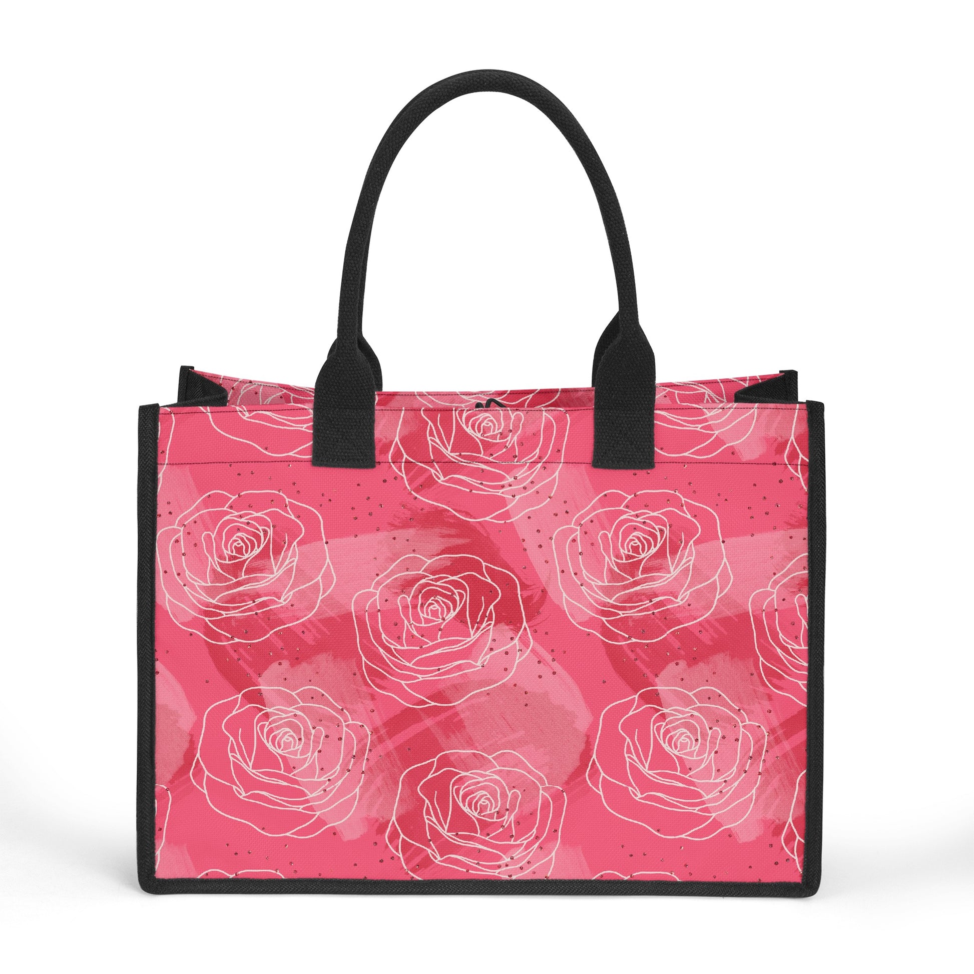 Premium Canvas Shopper Tasche mit Rosenmuster Tragetasche JLR Design