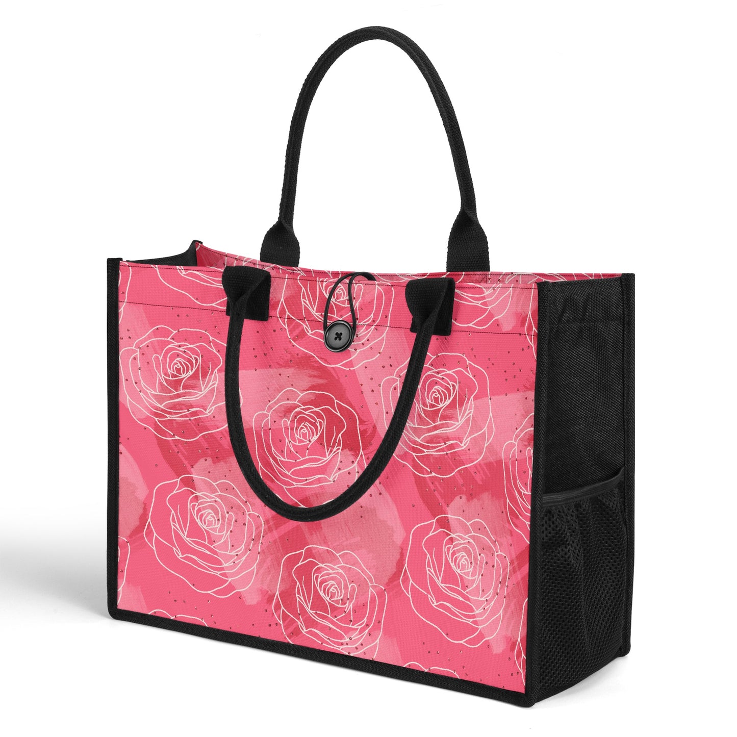 Premium Canvas Shopper Tasche mit Rosenmuster Tragetasche JLR Design