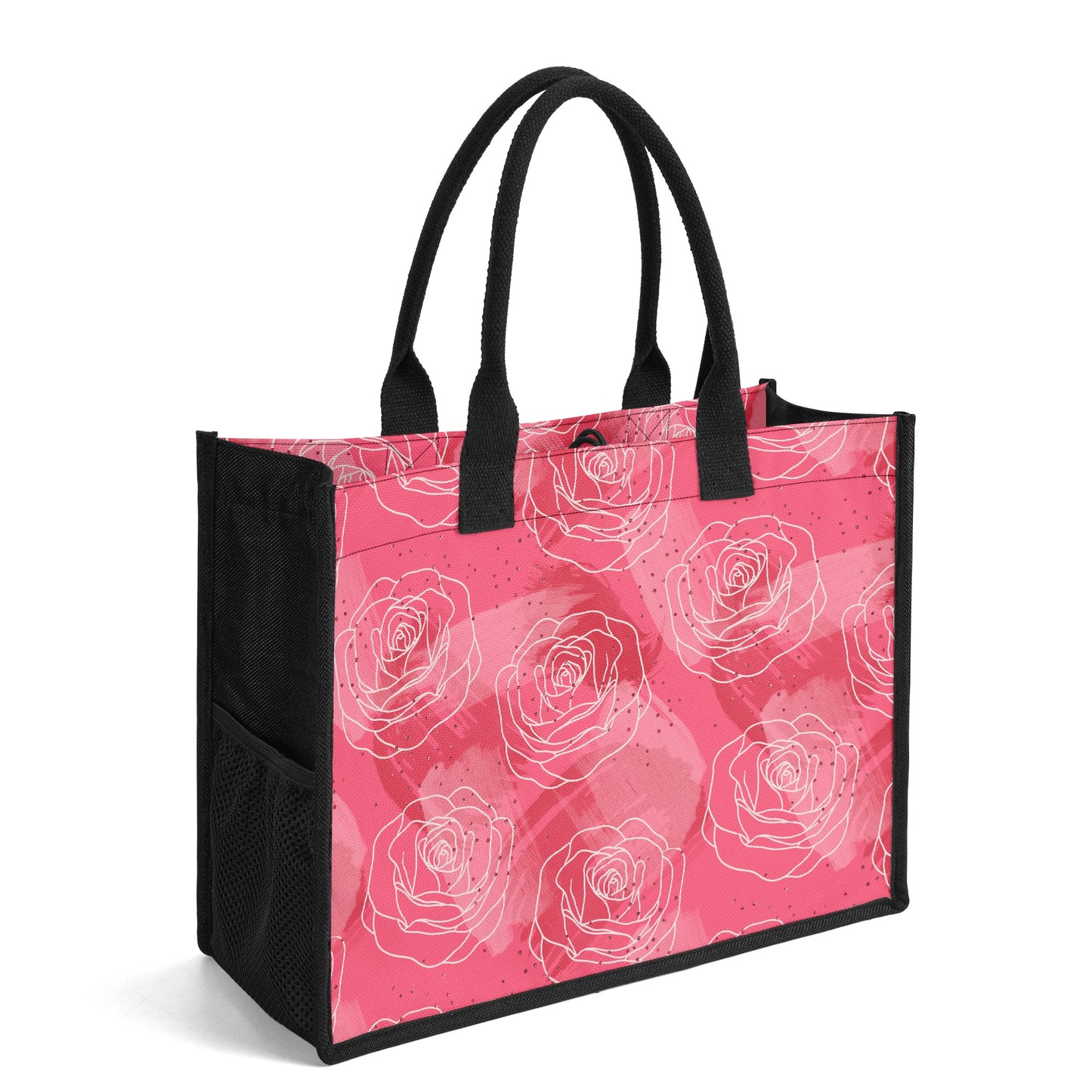 Premium Canvas Shopper Tasche mit Rosenmuster Tragetasche JLR Design