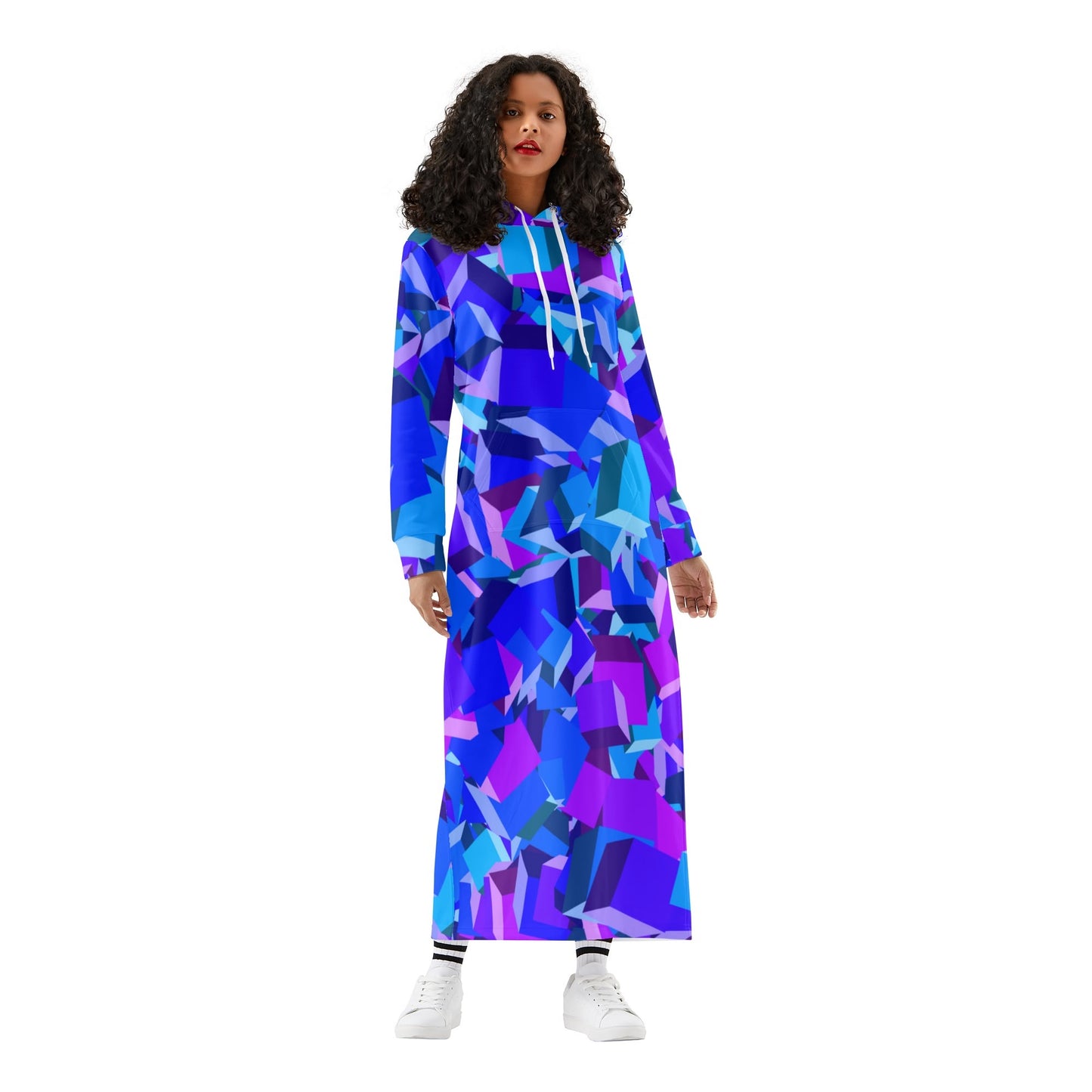 Purple Cube bequemes leichtes Hoodie Kleid Hoodiekleid JLR Design