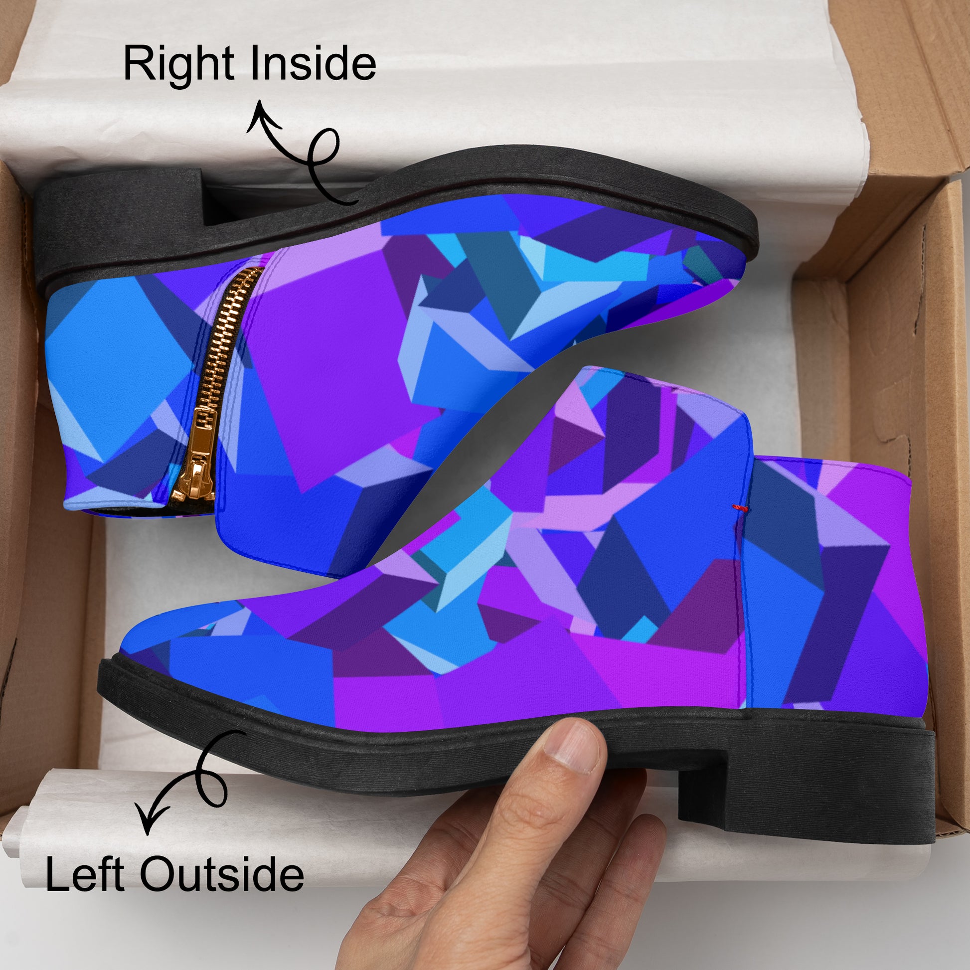 Purple Cube elegante Reißverschluss-Stiefeletten Stiefeletten JLR Design