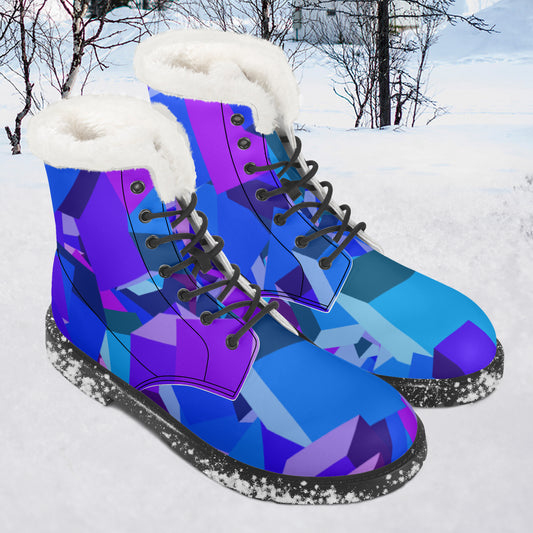 Purple Cube Faux Fur Leder Boots Boots JLR Design