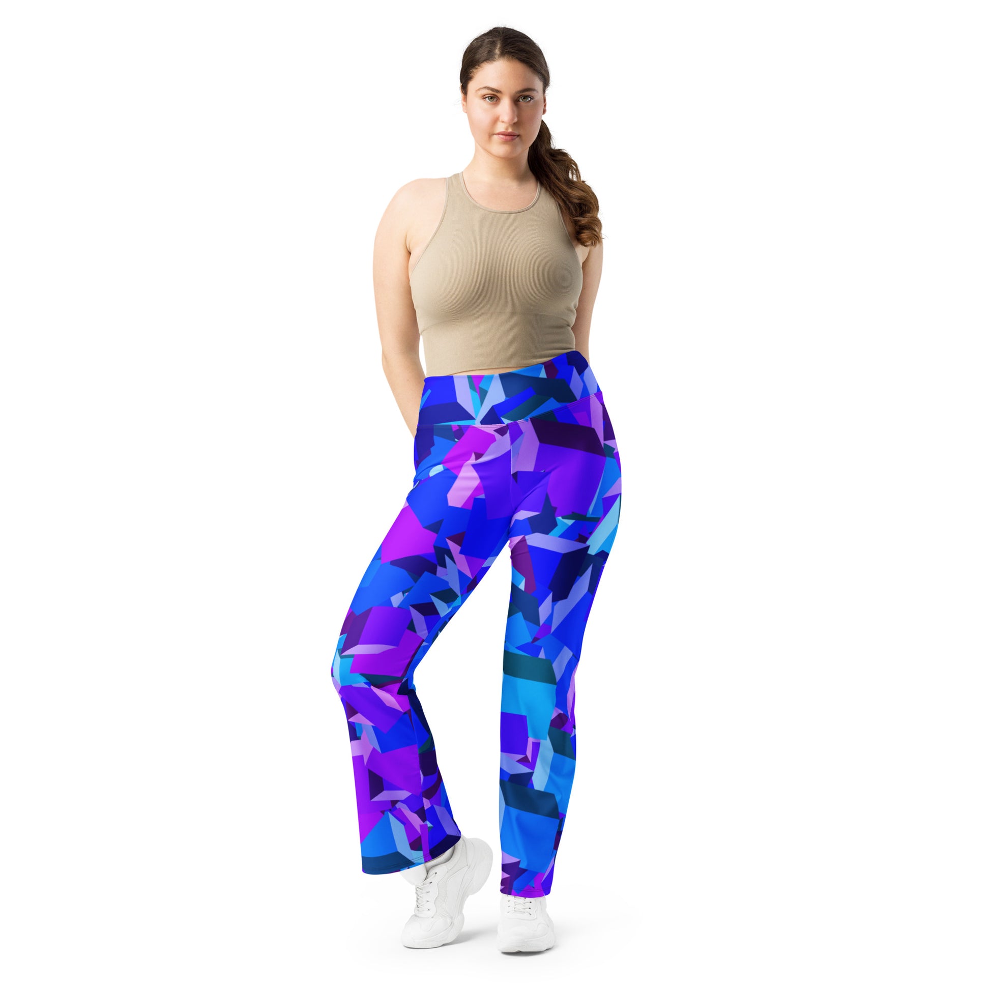 Purple Cube High Waist Flare Leggings Flare Leggings 69.99 cube, Flare, High, Leggings, Purple, Waist JLR Design