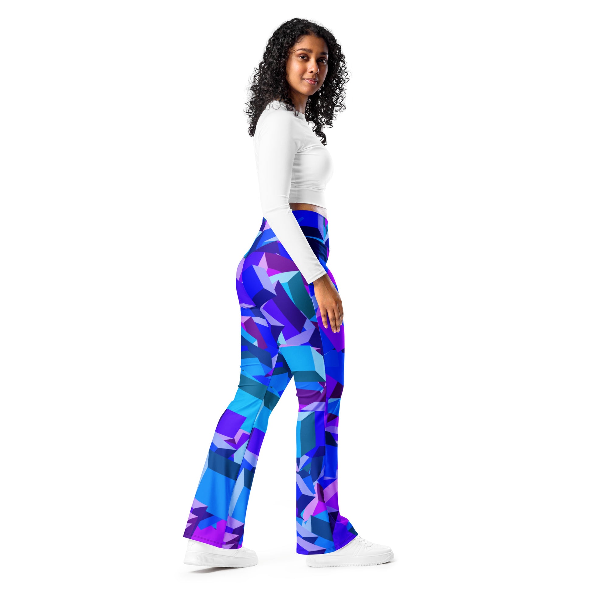 Purple Cube High Waist Flare Leggings Flare Leggings 69.99 cube, Flare, High, Leggings, Purple, Waist JLR Design