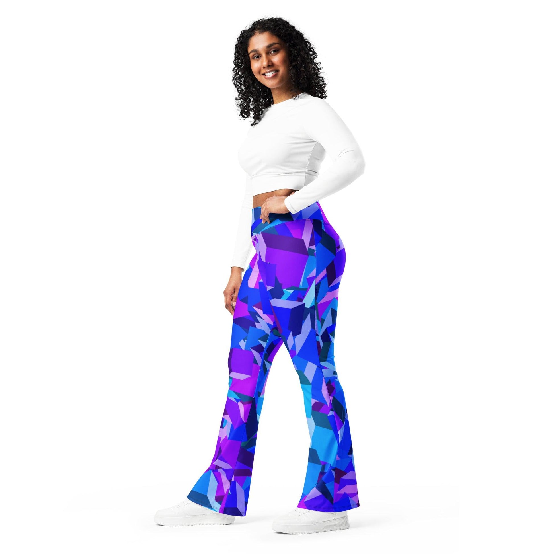 Purple Cube High Waist Flare Leggings Flare Leggings 69.99 cube, Flare, High, Leggings, Purple, Waist JLR Design