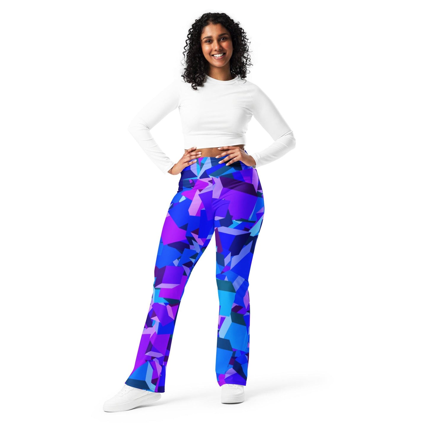 Purple Cube High Waist Flare Leggings Flare Leggings 69.99 cube, Flare, High, Leggings, Purple, Waist JLR Design