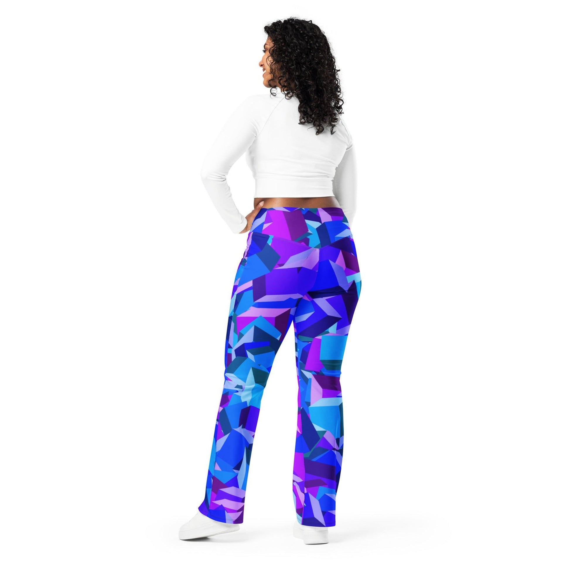 Purple Cube High Waist Flare Leggings Flare Leggings 69.99 cube, Flare, High, Leggings, Purple, Waist JLR Design