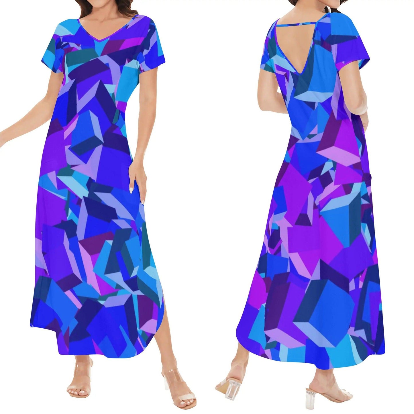 Purple Cube kurzärmliges drapiertes Kleid drapiertes Kleid 63.99 cube, drapiert, kleid, kurzärmlig, Purple JLR Design