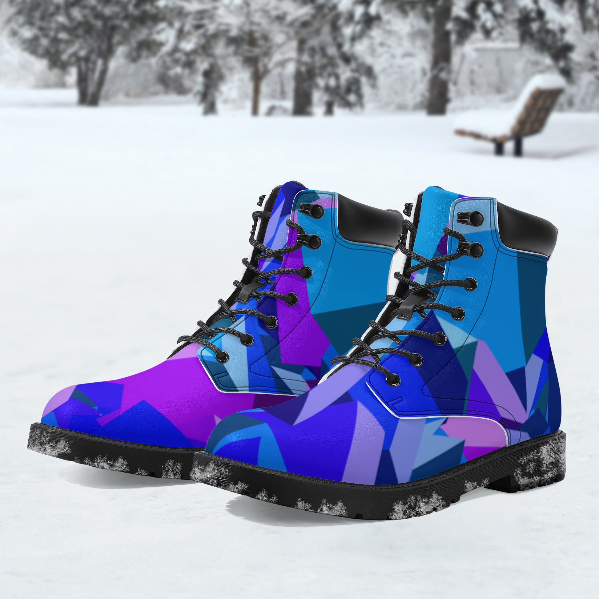Purple Cube Leder Boots | Stylische und Warme Winterstiefel Boots JLR Design