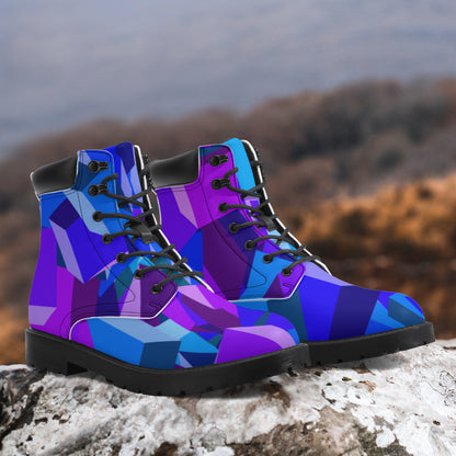 Purple Cube Leder Boots | Stylische und Warme Winterstiefel Boots JLR Design