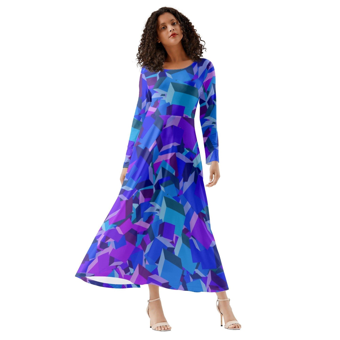 Purple Cube Long Sleeve Dress Long Sleeve Dress 69.99 Cube, Dress, Long, Purple, Sleeve JLR Design