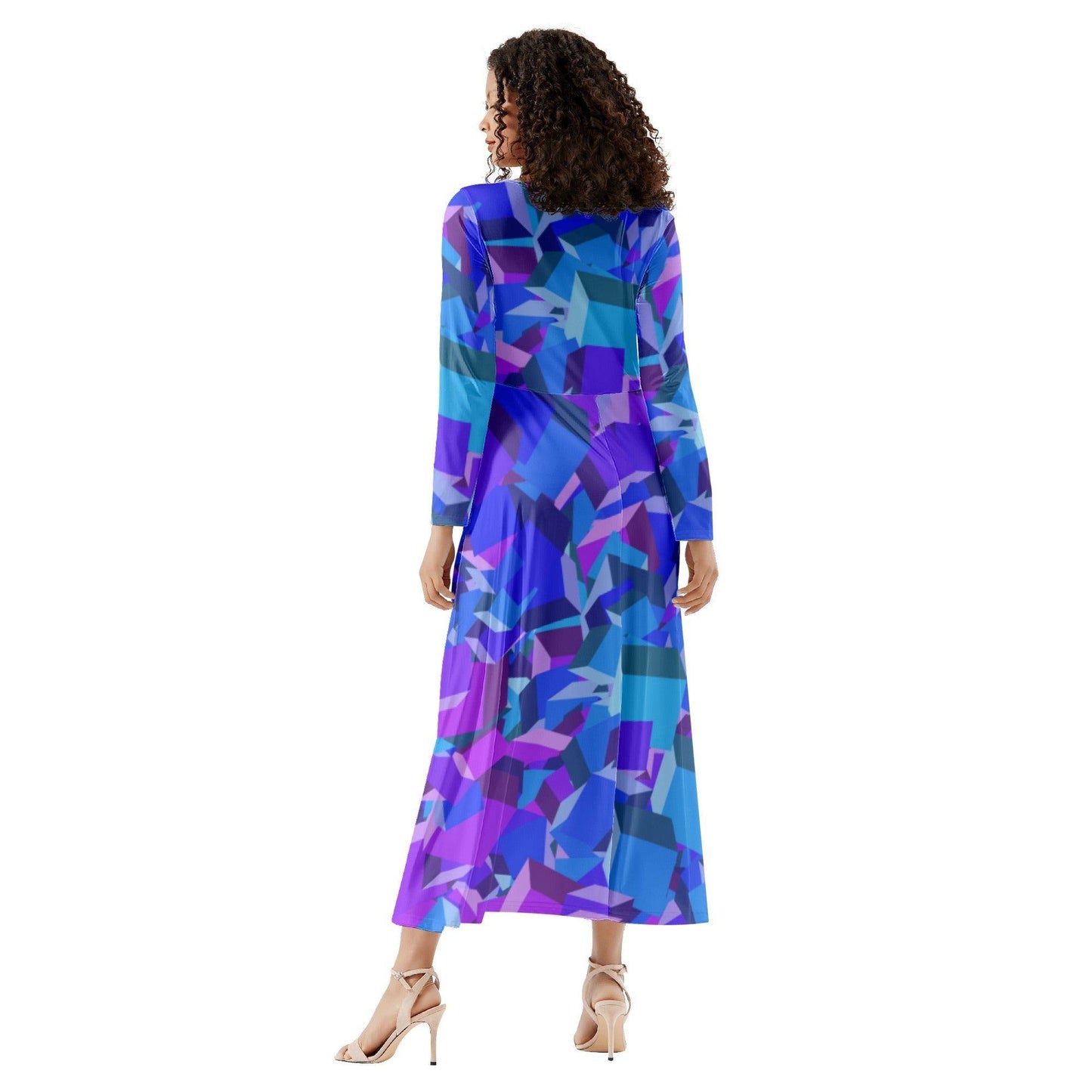 Purple Cube Long Sleeve Dress Long Sleeve Dress 69.99 Cube, Dress, Long, Purple, Sleeve JLR Design