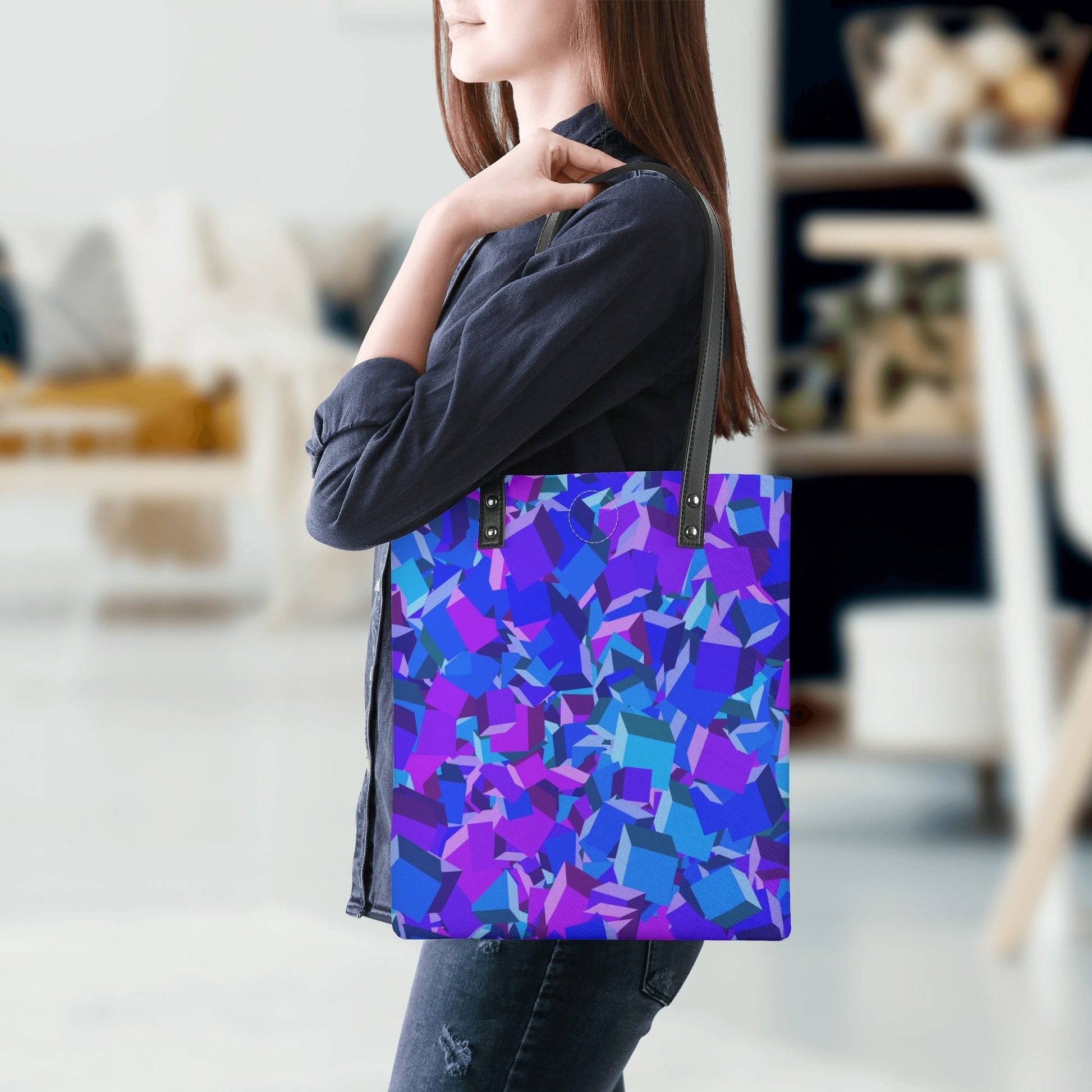 Purple Cube PU Leder Handtasche Handtasche JLR Design