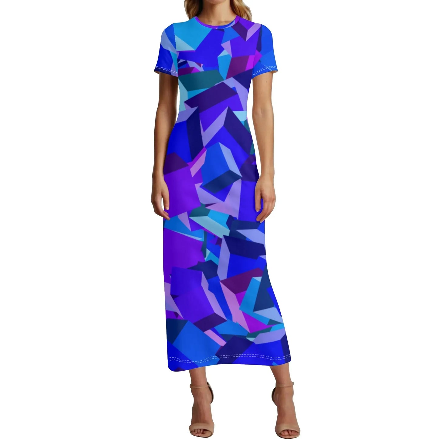 purple-cube-short-sleeve-long-dress-long-dress-jlr-design-46154 - JLR Design