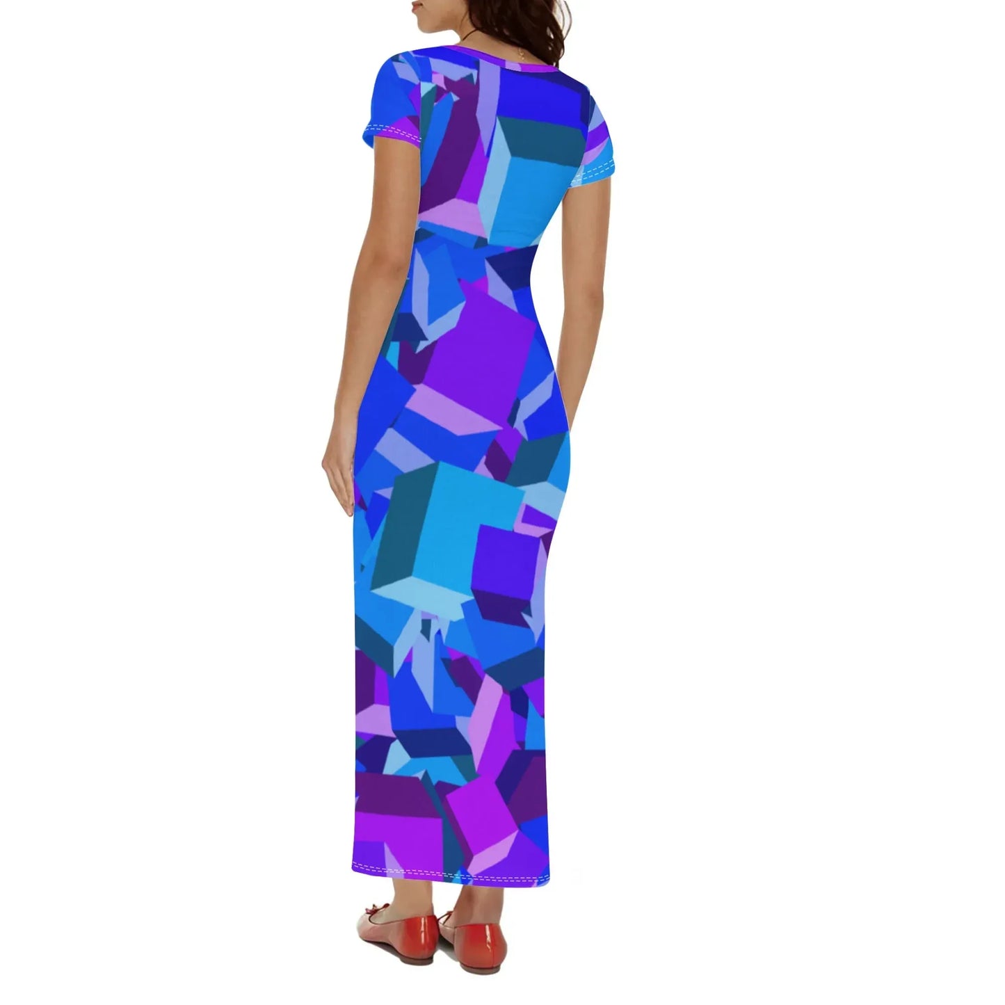 purple-cube-short-sleeve-long-dress-long-dress-jlr-design-92988 - JLR Design