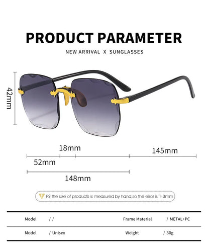 Rahmenlose Sonnenbrille Damen | Trendig | Gradient | Spiegelglas | Leicht Brille JLR Design