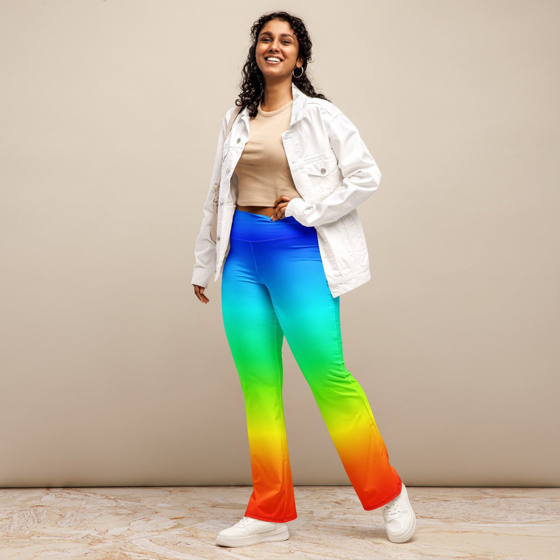 Rainbow High Waist Flare Leggings Flare Leggings 69.99 Flare, High, Leggings, rainbow, Waist JLR Design