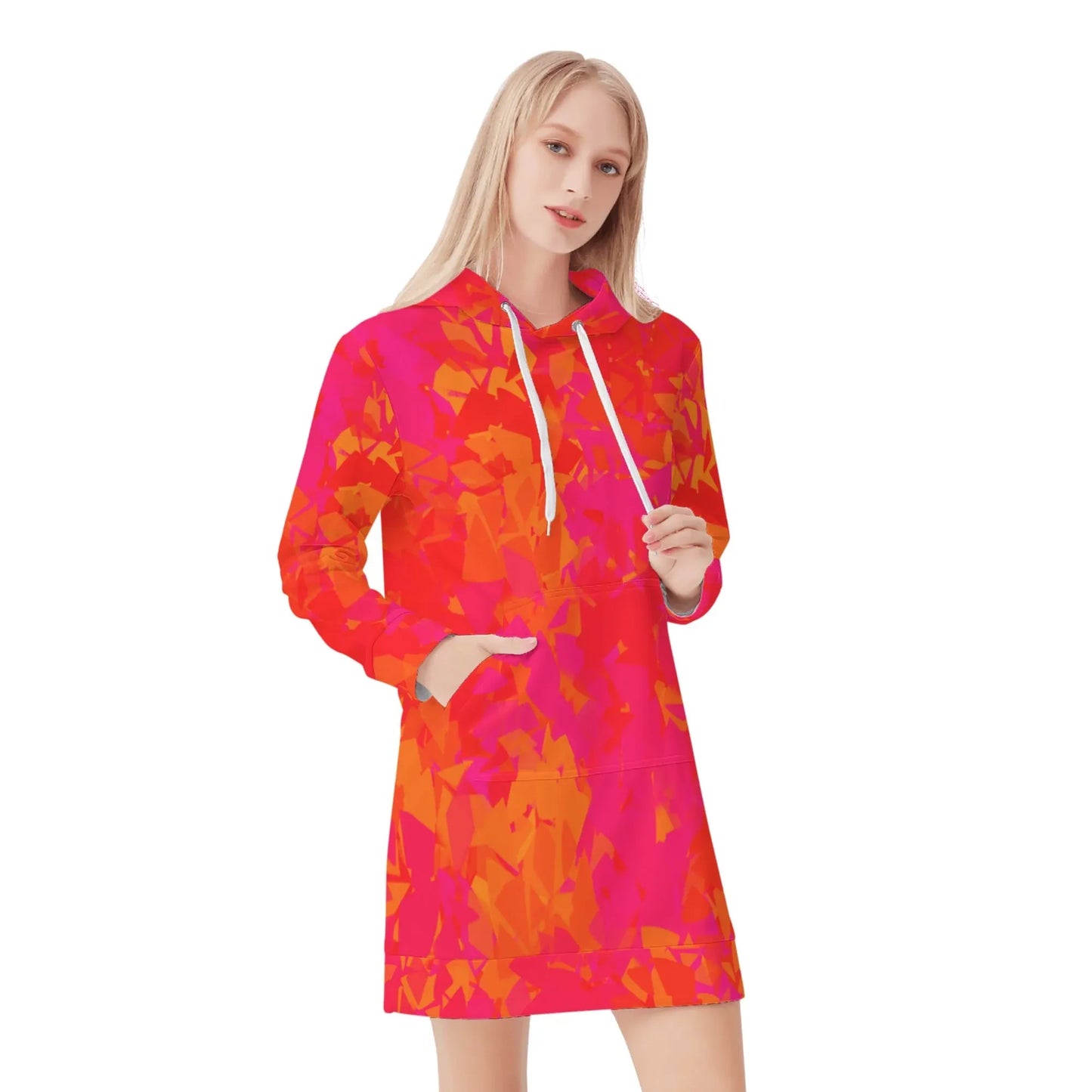 red-crystal-velvet-hoodie-dress-hoodiekleid-jlr-design-92030 - JLR Design