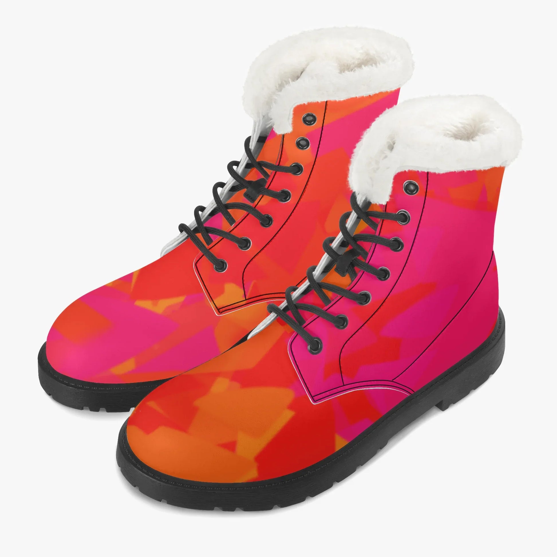 Red Crystal Faux Fur Leder Boots Boots JLR Design