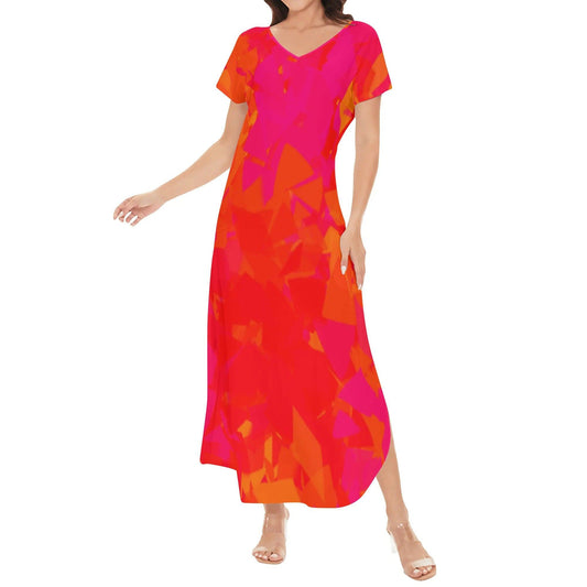 Red Crystal kurzärmliges drapiertes Kleid drapiertes Kleid 63.99 Crystal, drapiert, kleid, kurzärmlig, red JLR Design