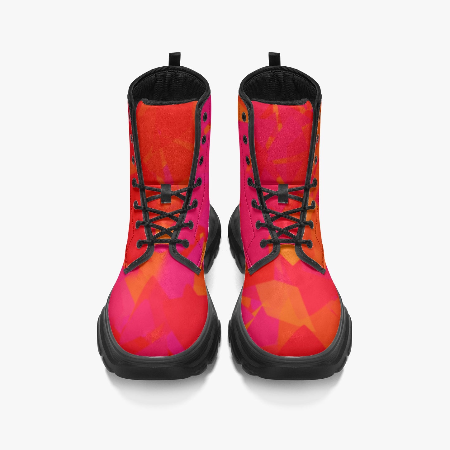 Red Crystal Leather Chunky Boots Boots JLR Design