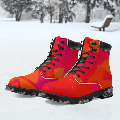 Red Crystal Leder Boots | Stylische und Warme Winterstiefel Boots JLR Design