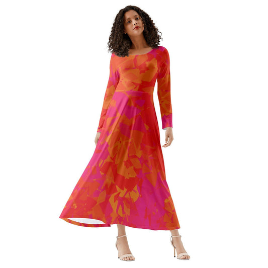 Red Crystal Long Sleeve Dress Long Sleeve Dress 69.99 Crystal, Dress, Long, Pink, Sleeve JLR Design