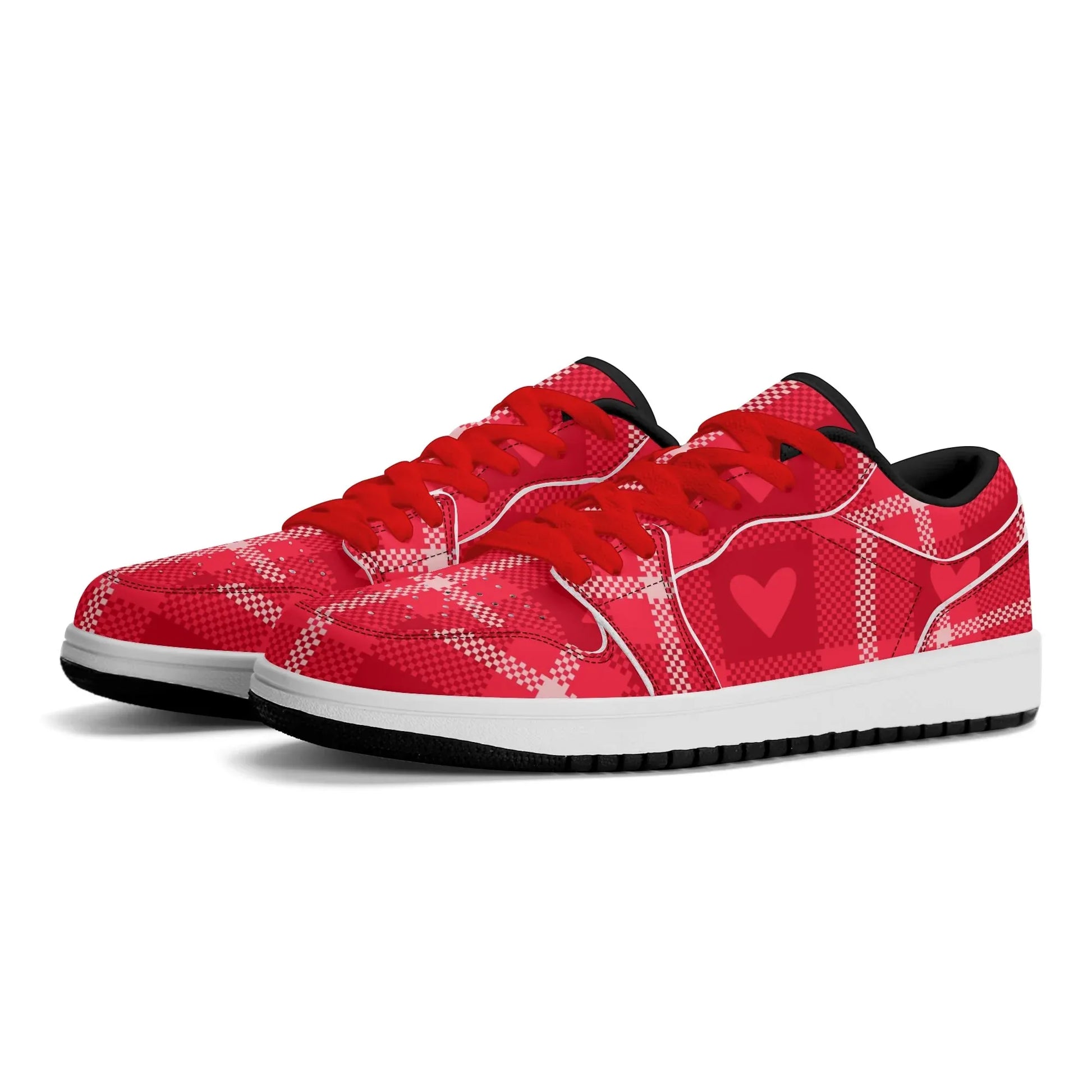 red-flanell-heart-low-top-leder-sneaker-fur-damen-sneaker-jlr-design-66476 - JLR Design
