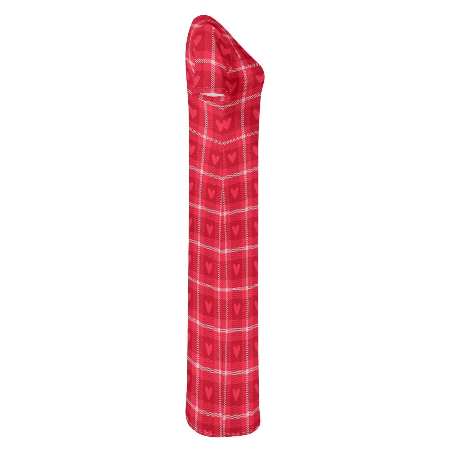 red-flanell-heart-short-sleeve-long-dress-long-dress-jlr-design-81945 - JLR Design