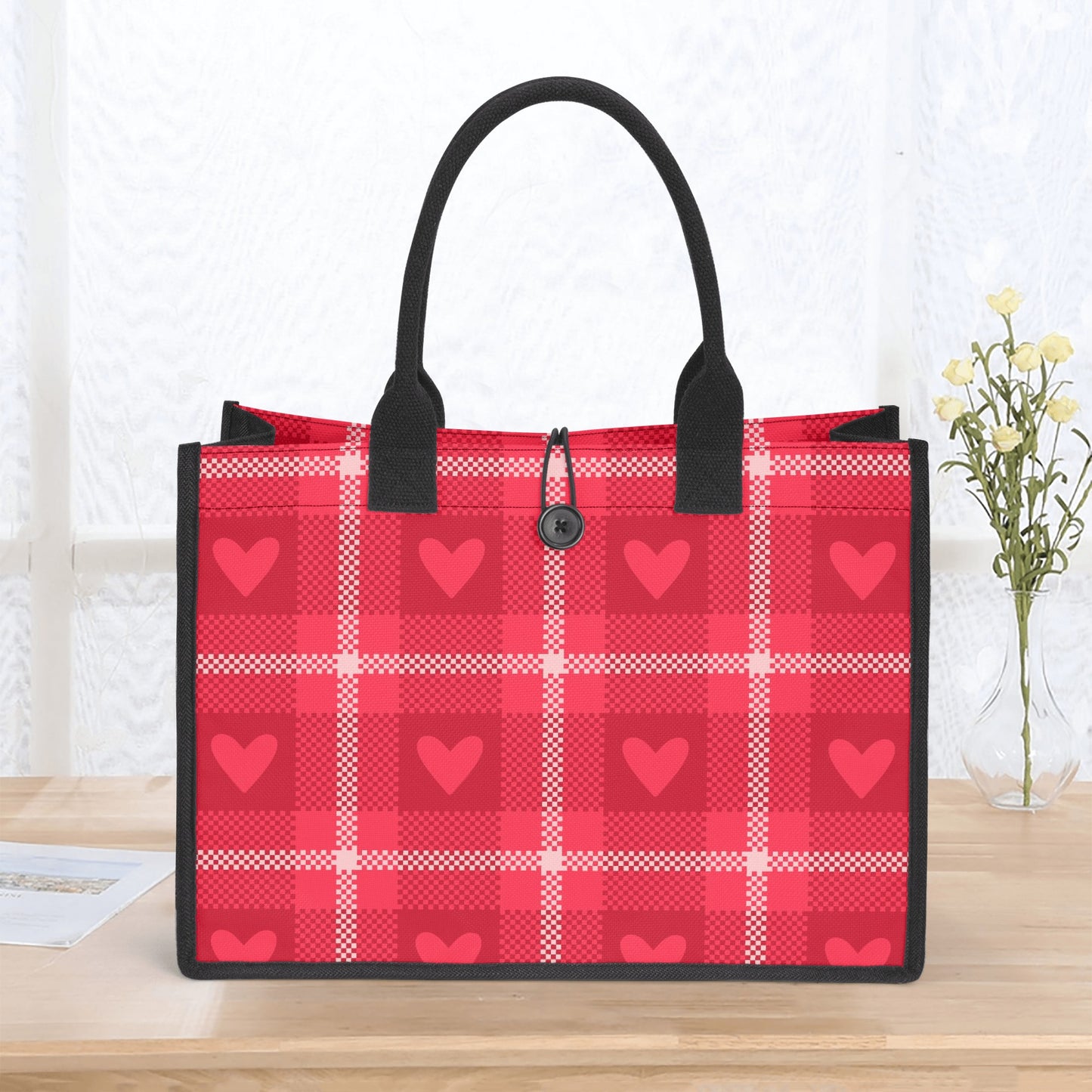 Red Heart Canvas Shopper Tasche Einkaufstasche JLR Design