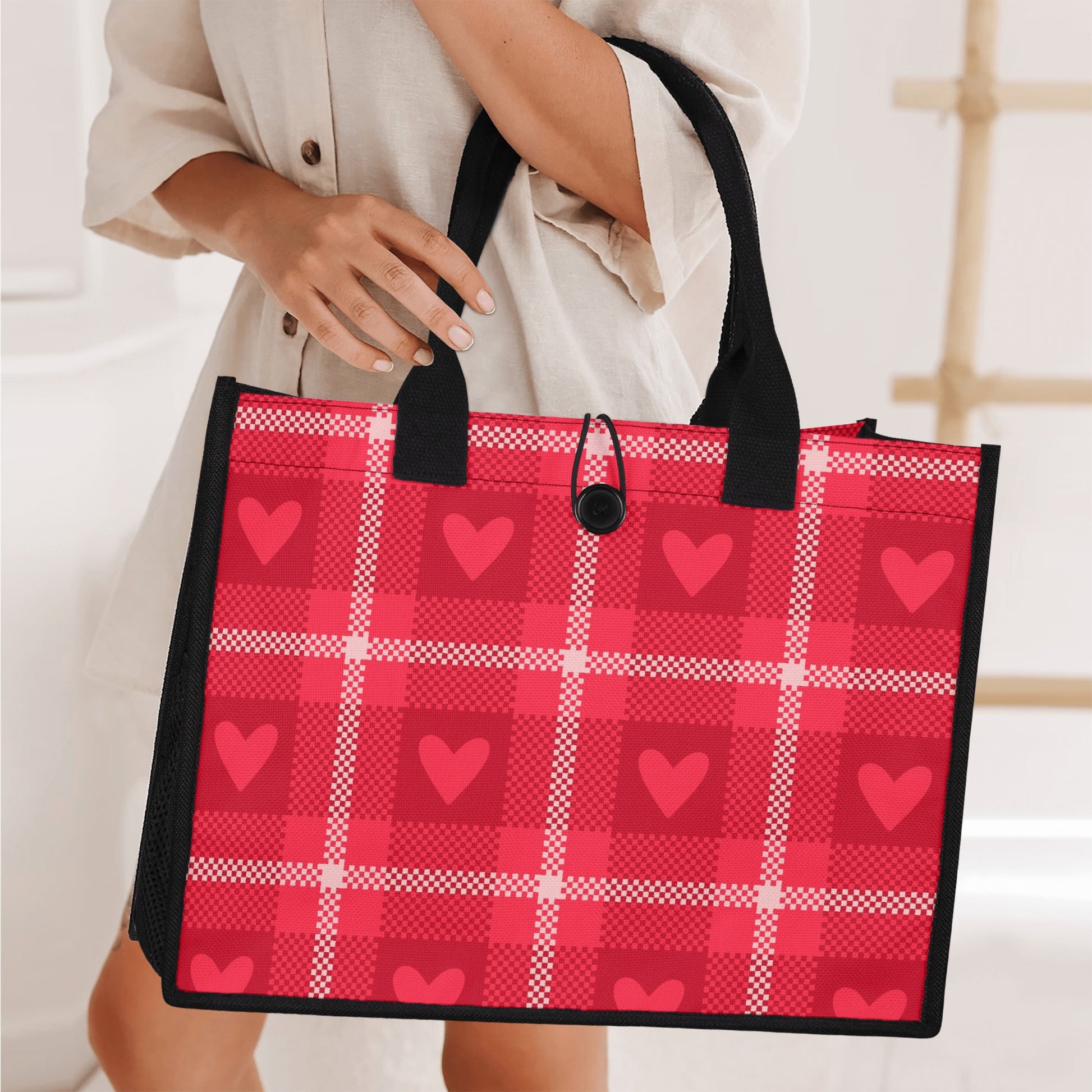 Red Heart Canvas Shopper Tasche Einkaufstasche JLR Design