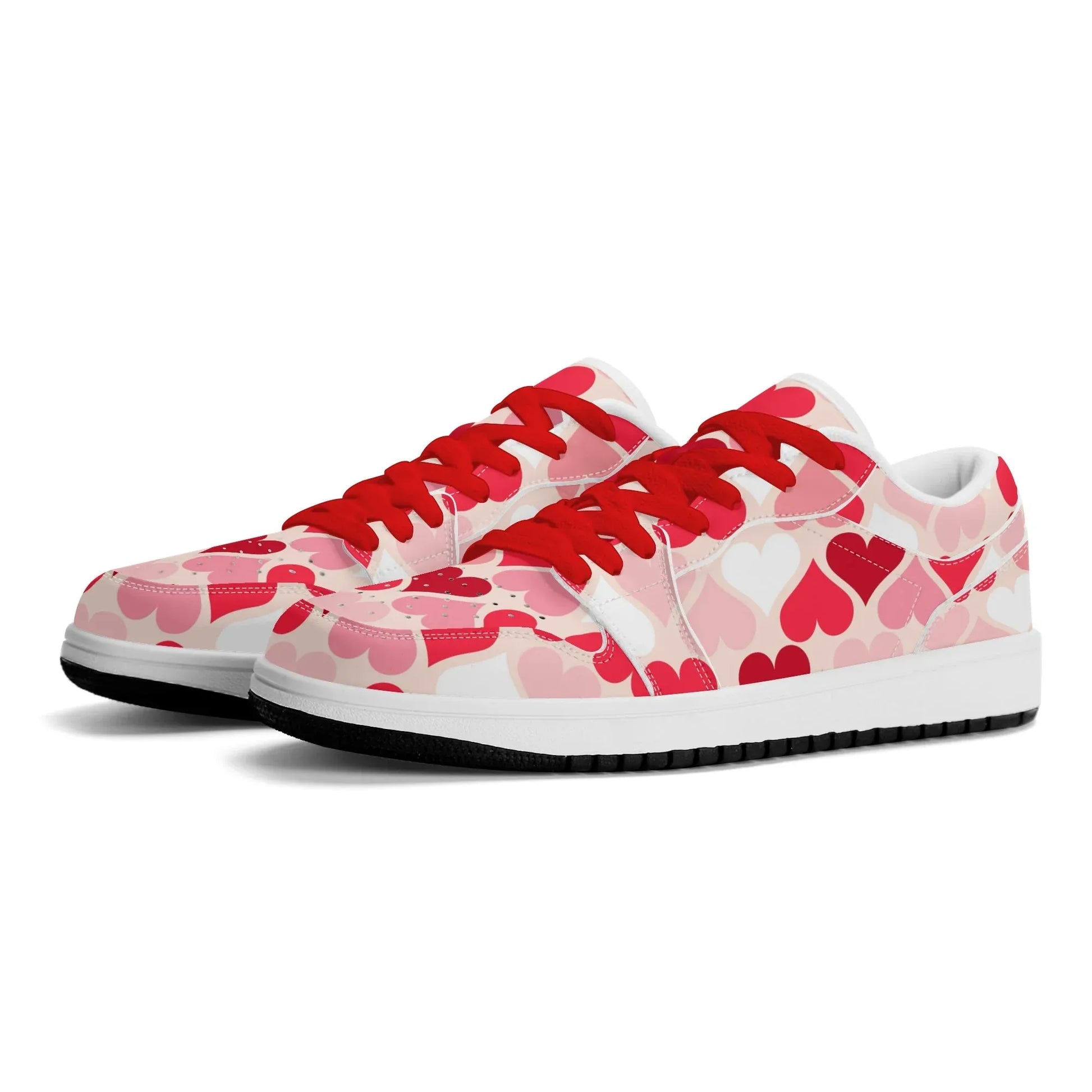 red-hearts-low-top-leder-sneaker-fur-damen-sneaker-jlr-design-64739 - JLR Design