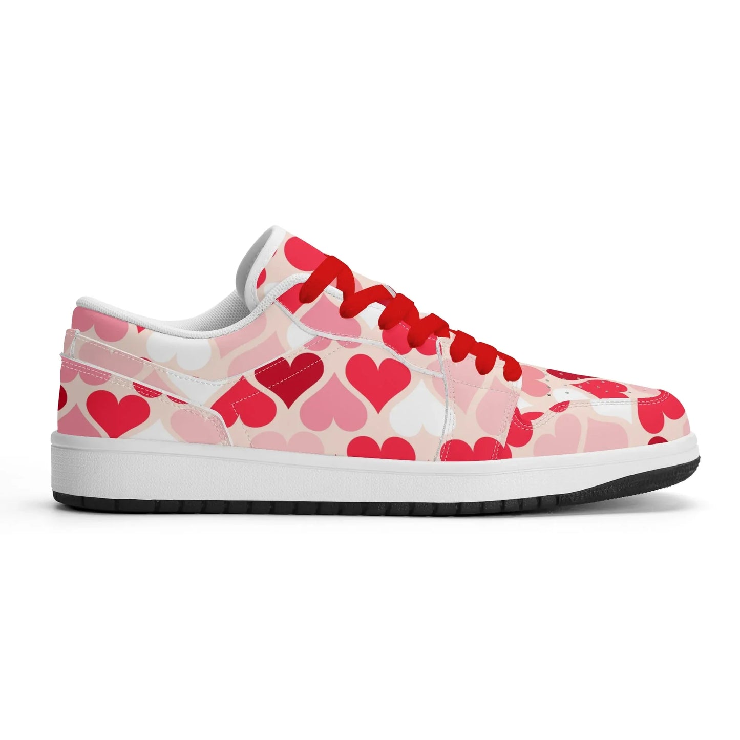 red-hearts-low-top-leder-sneaker-fur-damen-sneaker-jlr-design-90411 - JLR Design