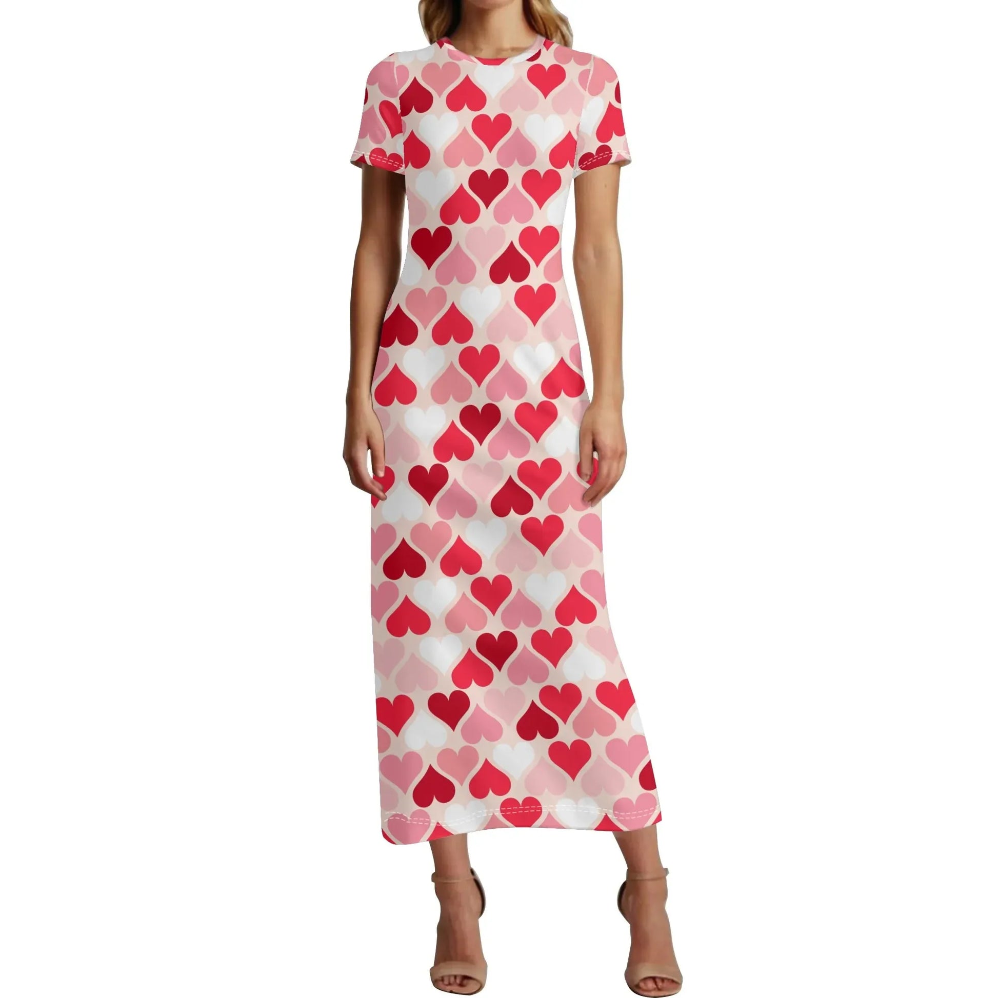red-hearts-short-sleeve-long-dress-long-dress-jlr-design-45066 - JLR Design