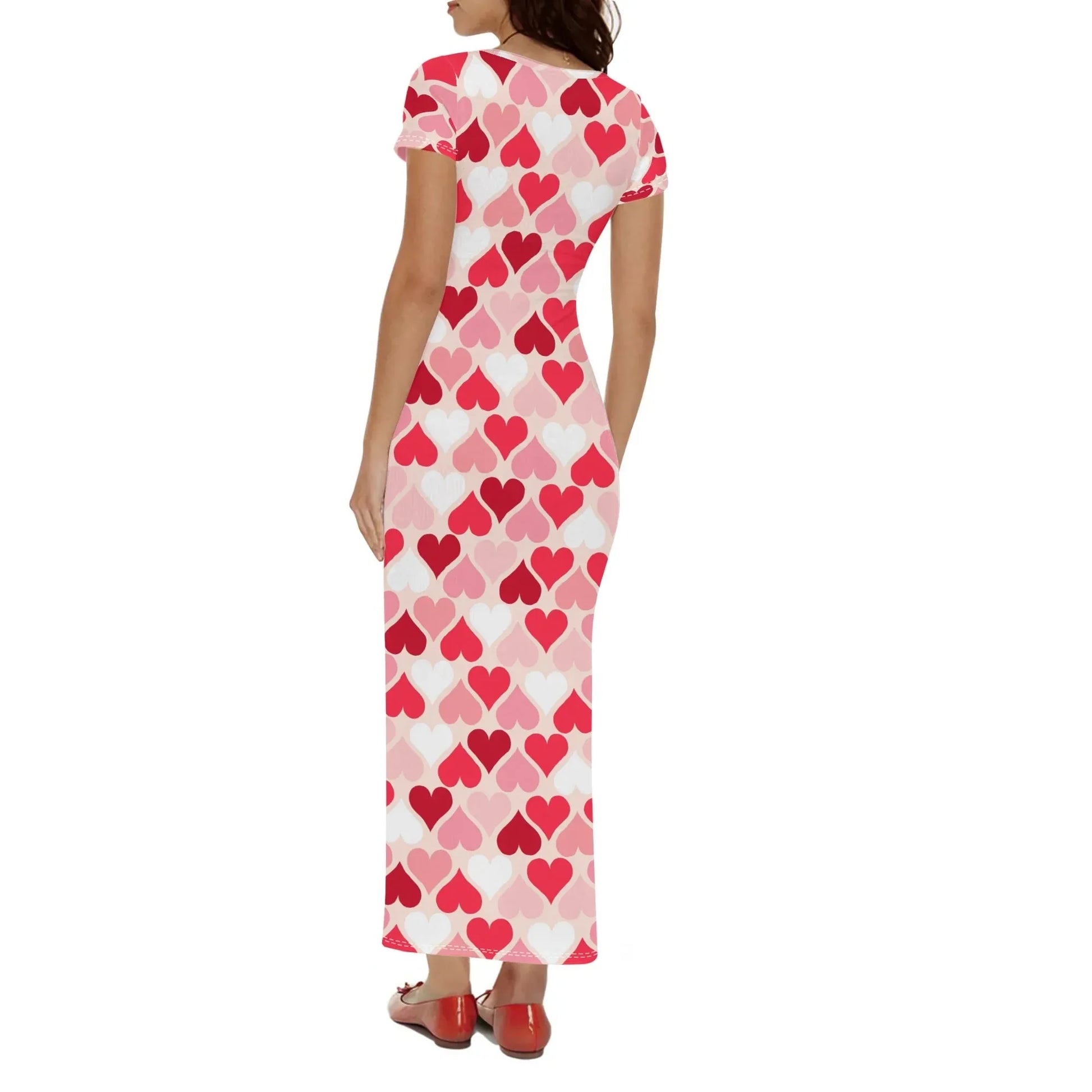 red-hearts-short-sleeve-long-dress-long-dress-jlr-design-17280 - JLR Design