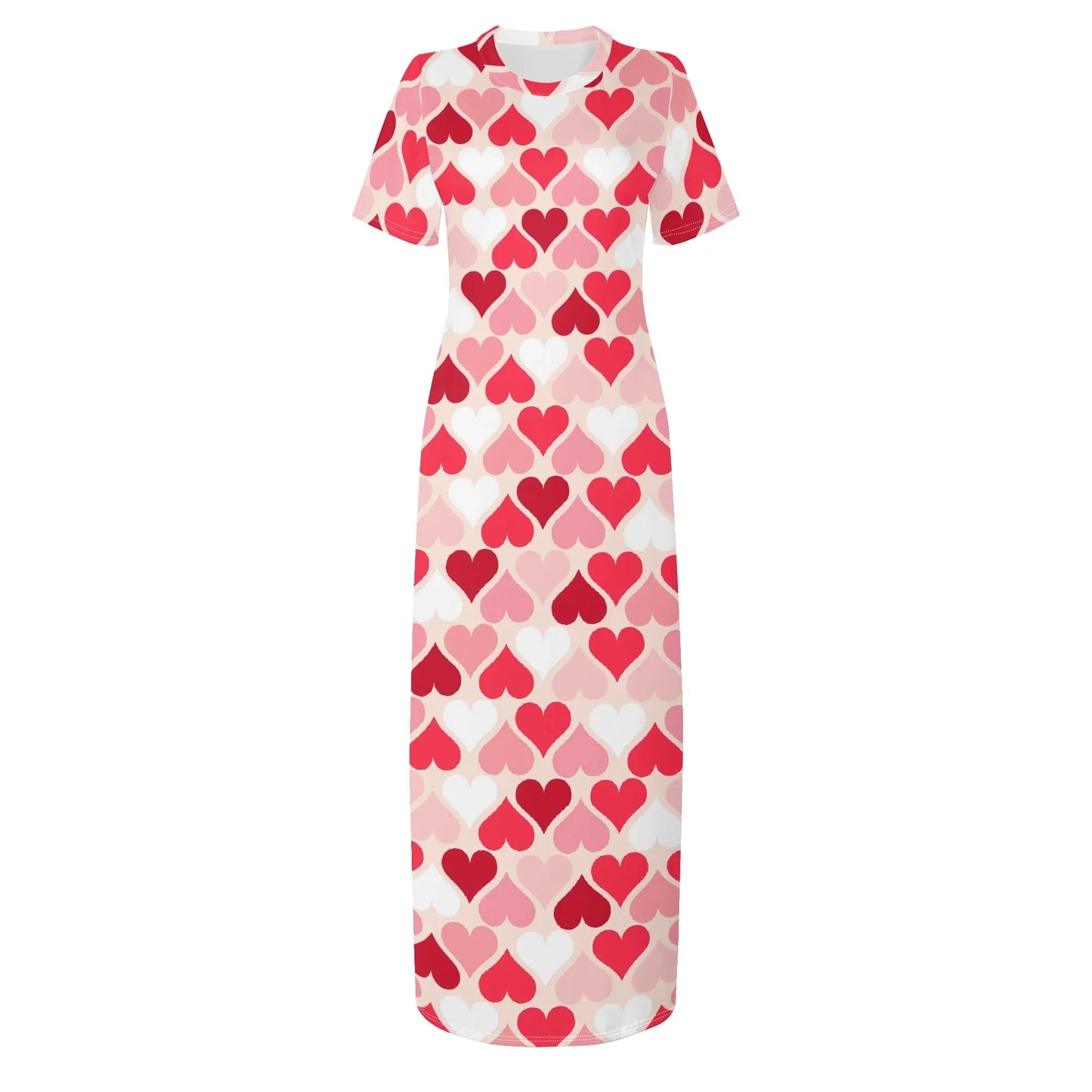 red-hearts-short-sleeve-long-dress-long-dress-jlr-design-75470 - JLR Design