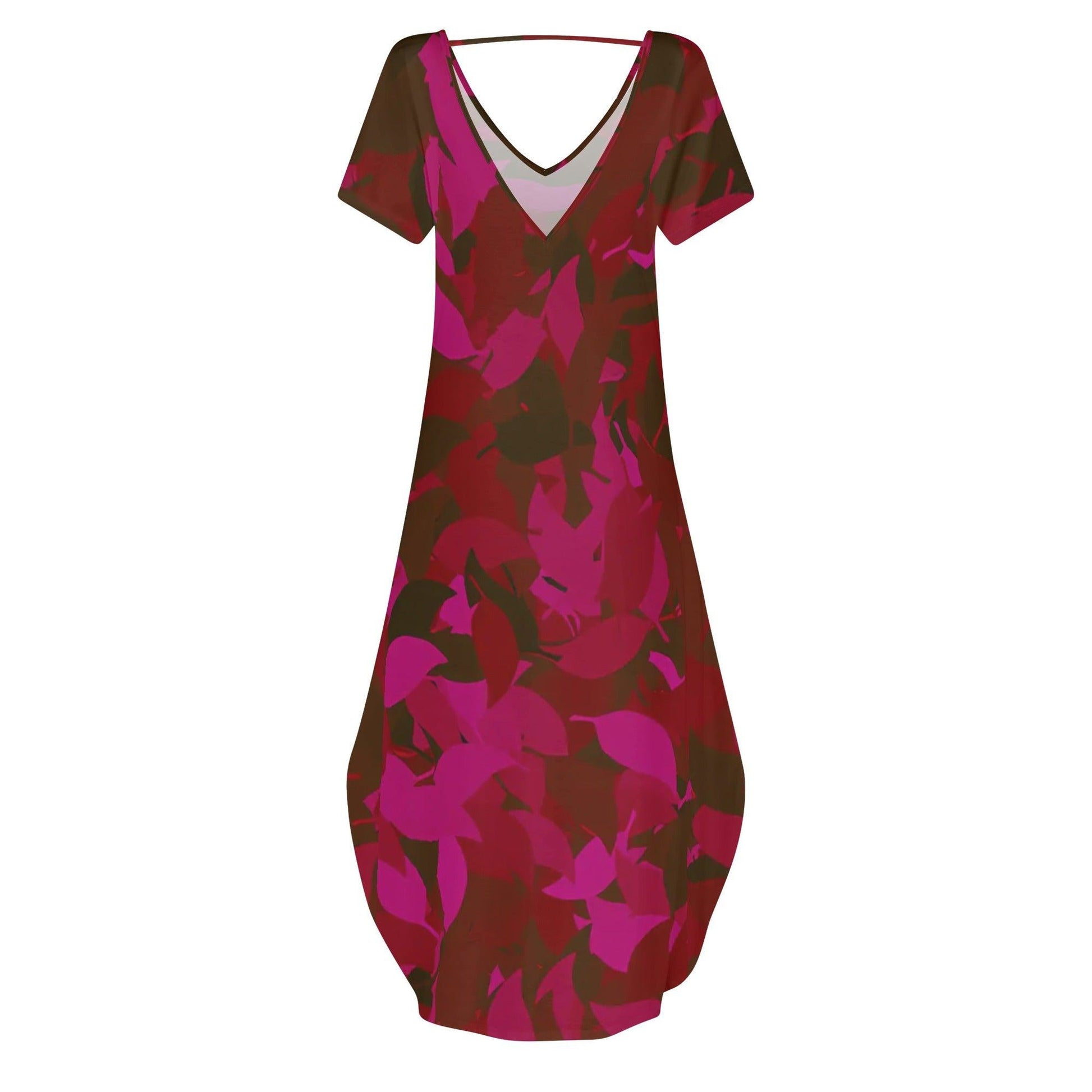 Red Leaf kurzärmliges drapiertes Kleid drapiertes Kleid 63.99 drapiert, kleid, kurzärmlig, Leaf, red JLR Design