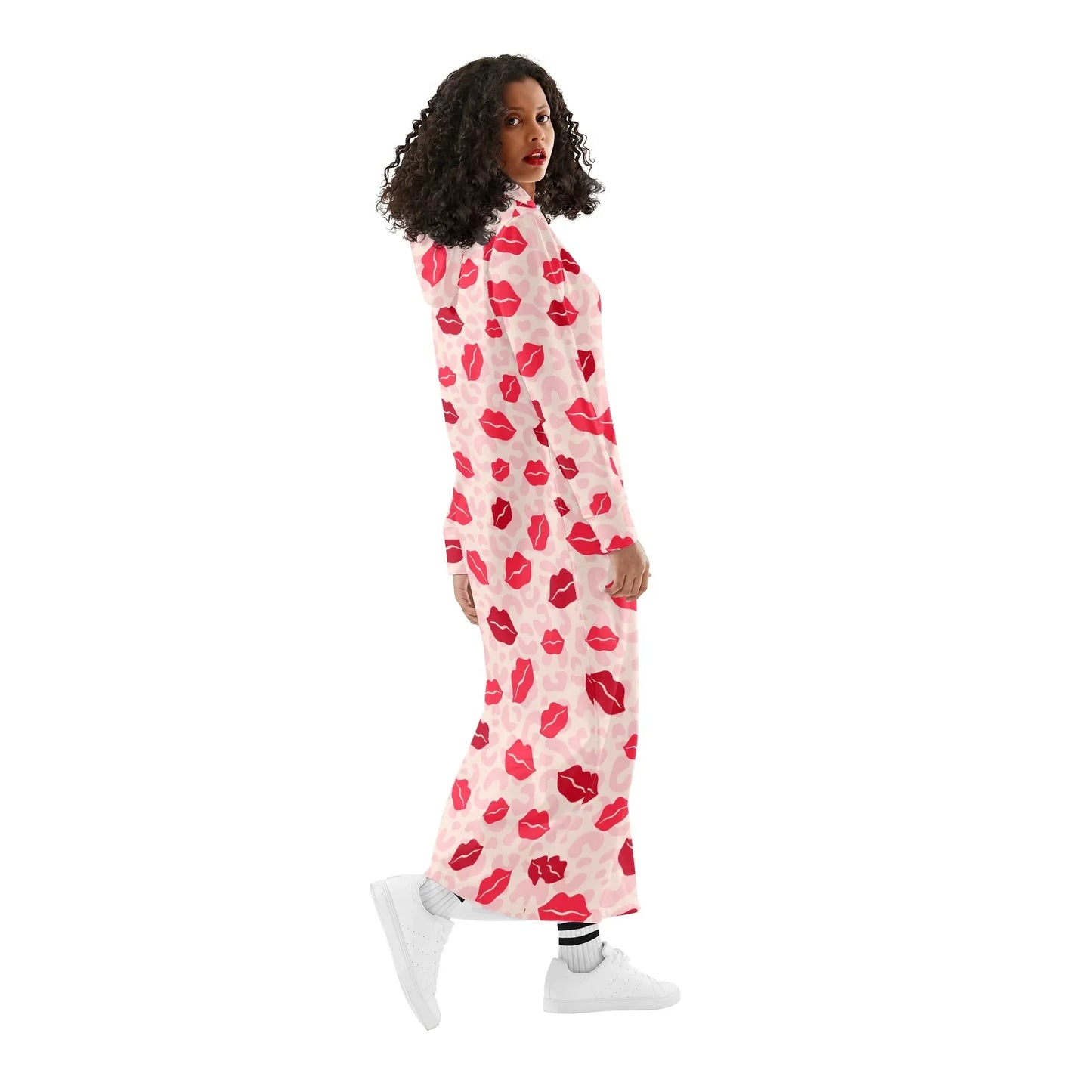 red-lips-bequemes-leichtes-hoodie-kleid-hoodiekleid-jlr-design-74576 - JLR Design