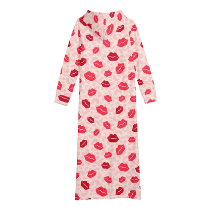 red-lips-bequemes-leichtes-hoodie-kleid-hoodiekleid-jlr-design-96891 - JLR Design