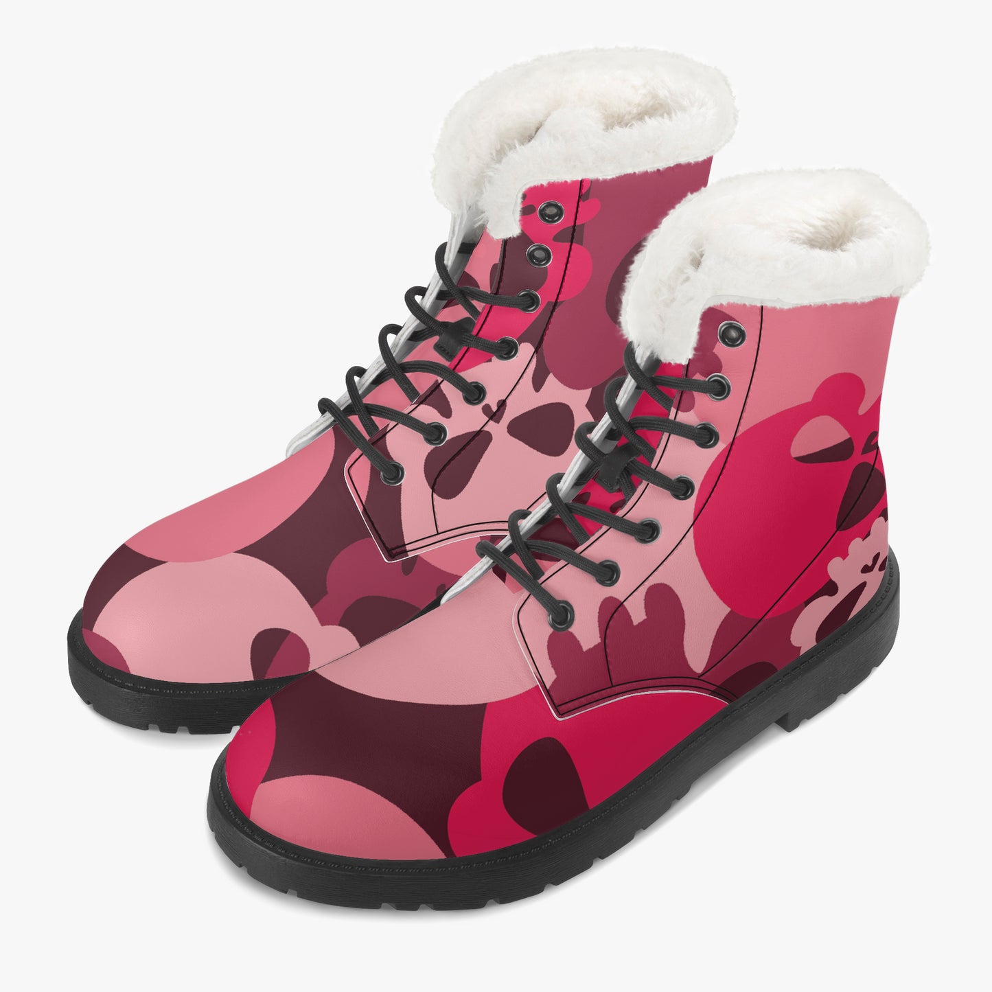 Red Skull Faux Fur Leder Boots Boots JLR Design