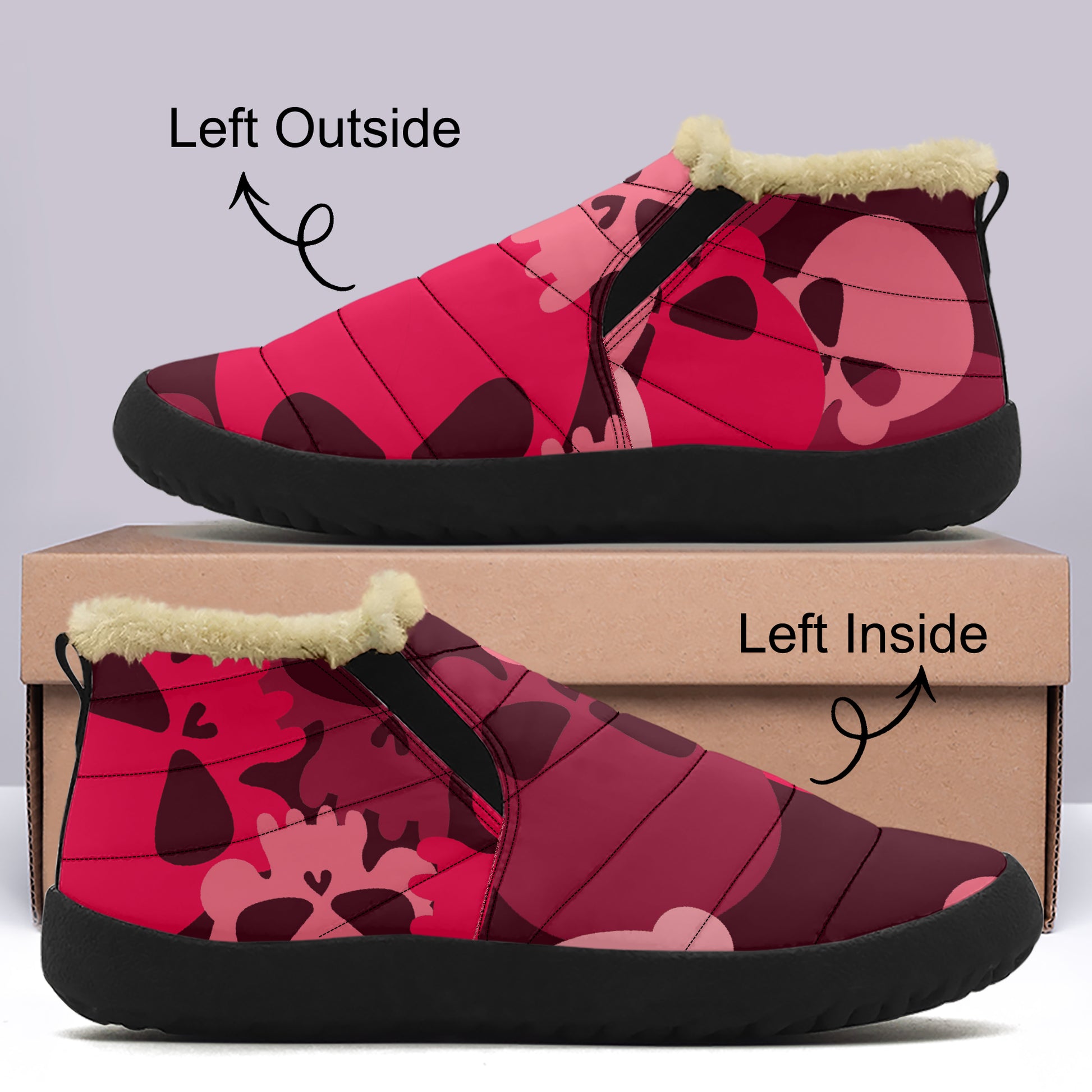 Red Skull Faux Fur Slipper Slipper JLR Design