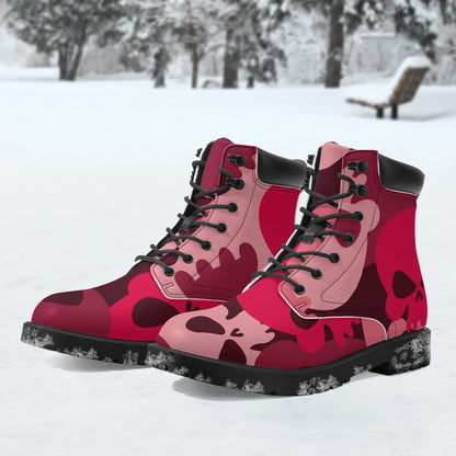 Red Skull Leder Boots | Stylische und Warme Winterstiefel Boots JLR Design